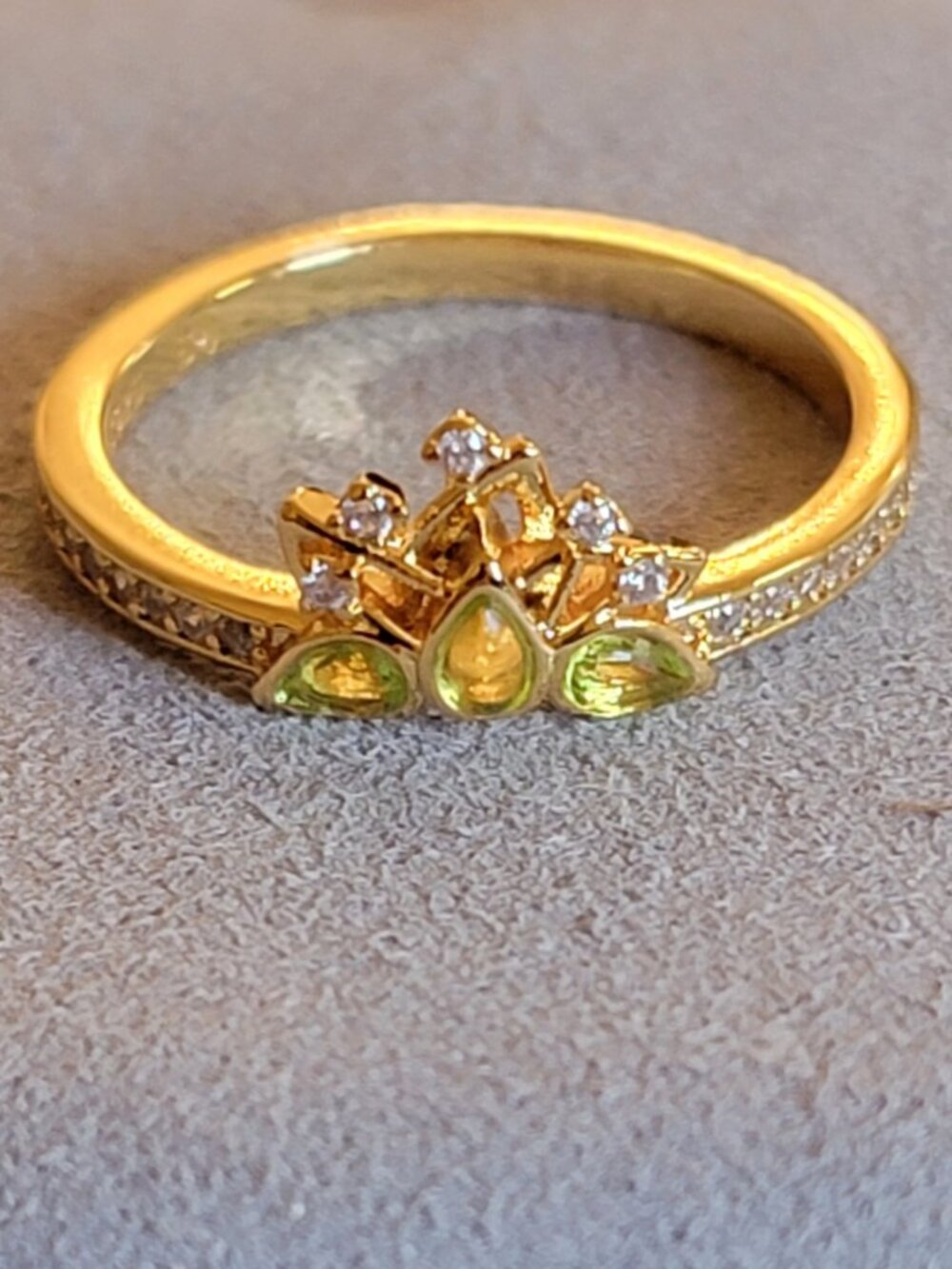 Gold Plated Sterling Silver Tiara Ring Size 7 Princess CZ NWT